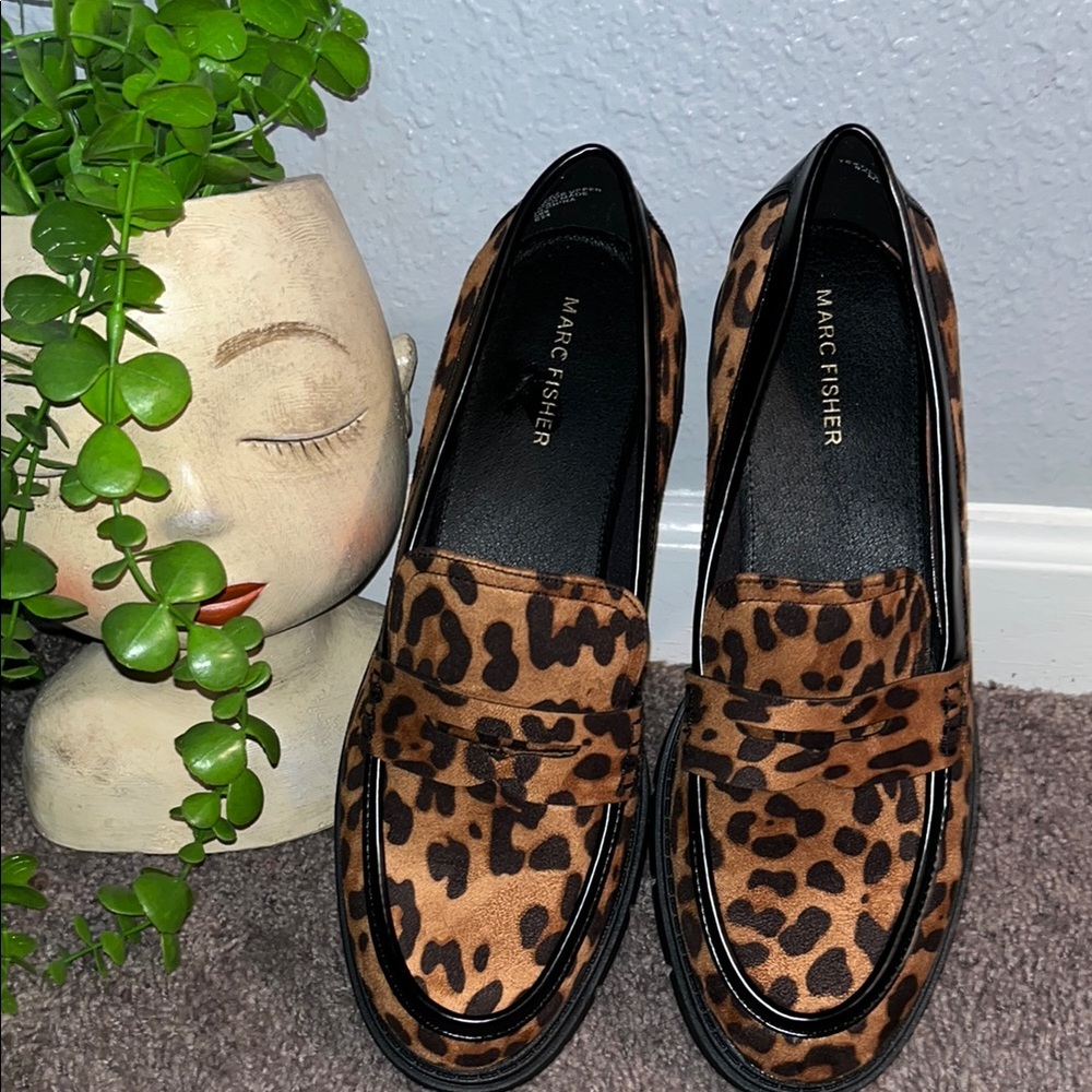 Marc Fisher Brown Leopard Loafers